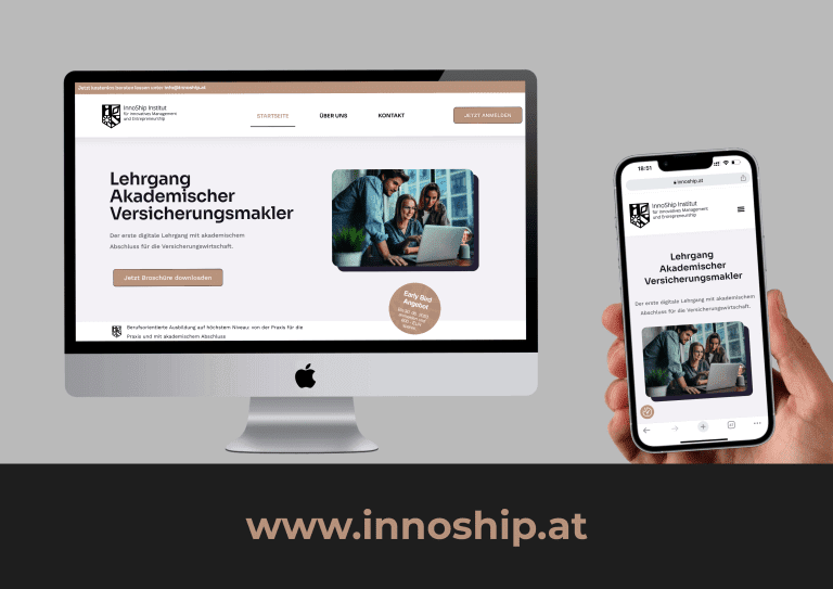 Design & Umsetzung Webseite – InnoShip – Lehrgang Akademischer Versicherungsmakler